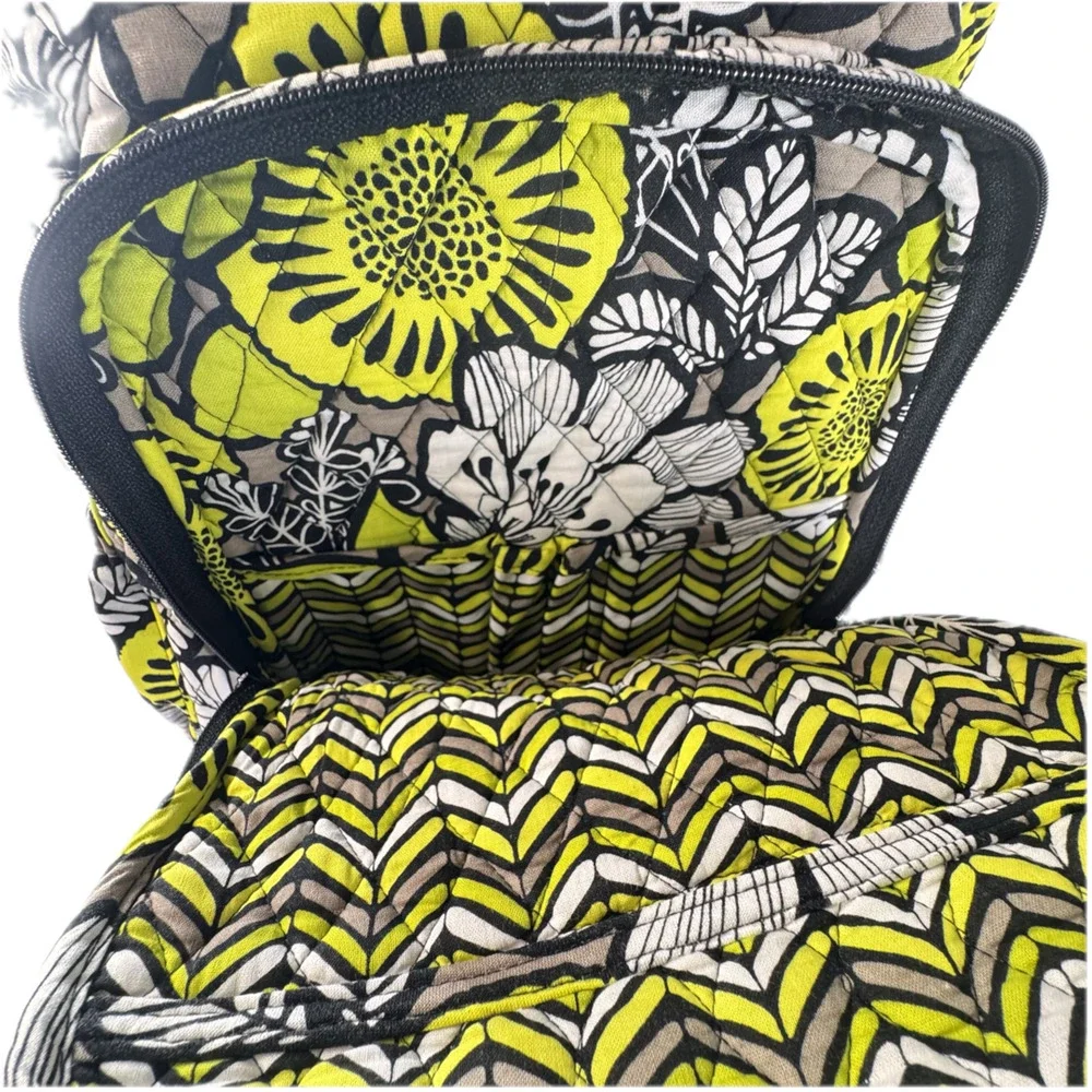 Vera Bradley Backpack Floral Design School Pockets Travel Yellow Neon Weekender - Picture 7 of 16